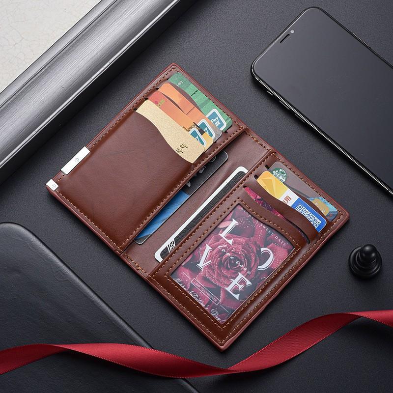 Slim Mens Bifold Wallet PU Leather Card Holder Minimalist Urban Style Lightweight Multi-Card Compartment