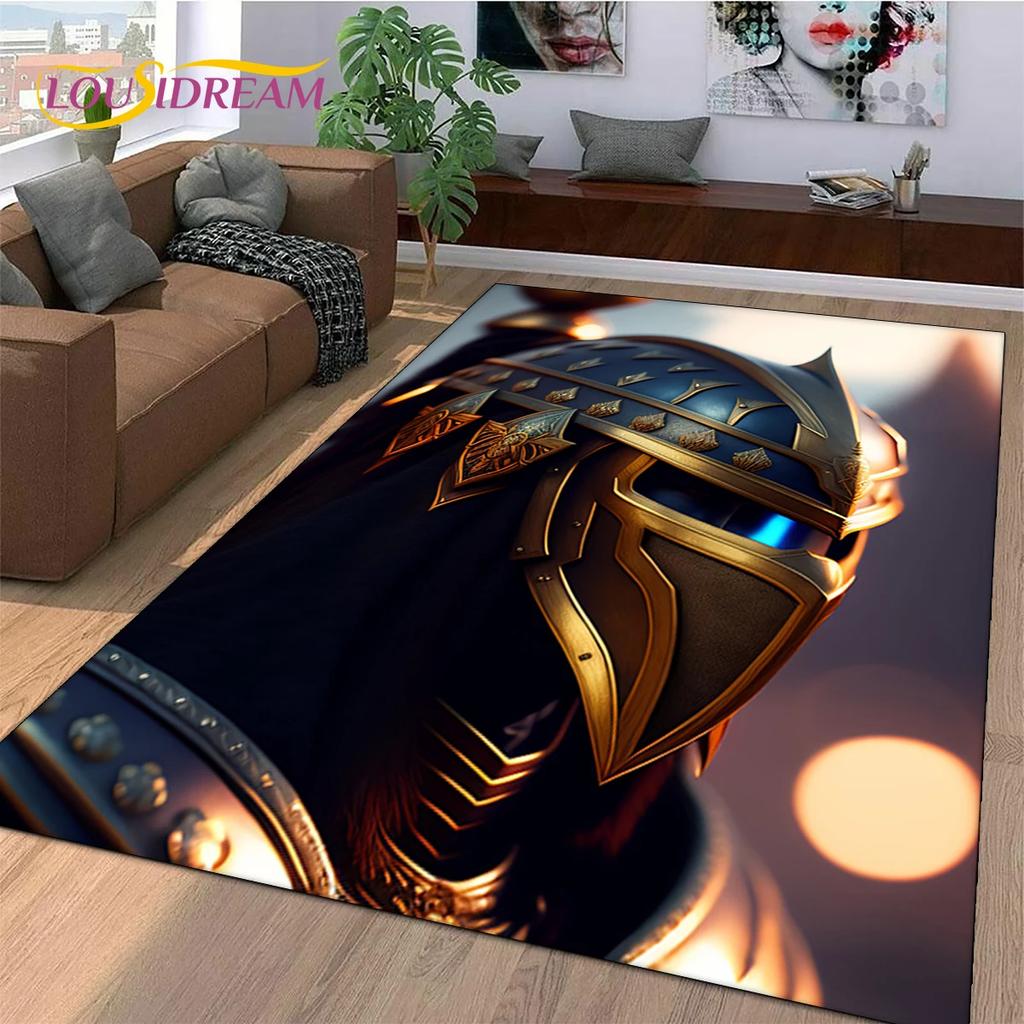 Tappeto Cartoon Cavaliere Templare Crociato per Decorazione Soggiorno Camera da Letto, Decorazione Antiscivolo per Divano Zerbino Regalo Bambino