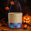 Decorative Ghost Imitation Basket Cartoon Linen Grid Basket  Party Supplies