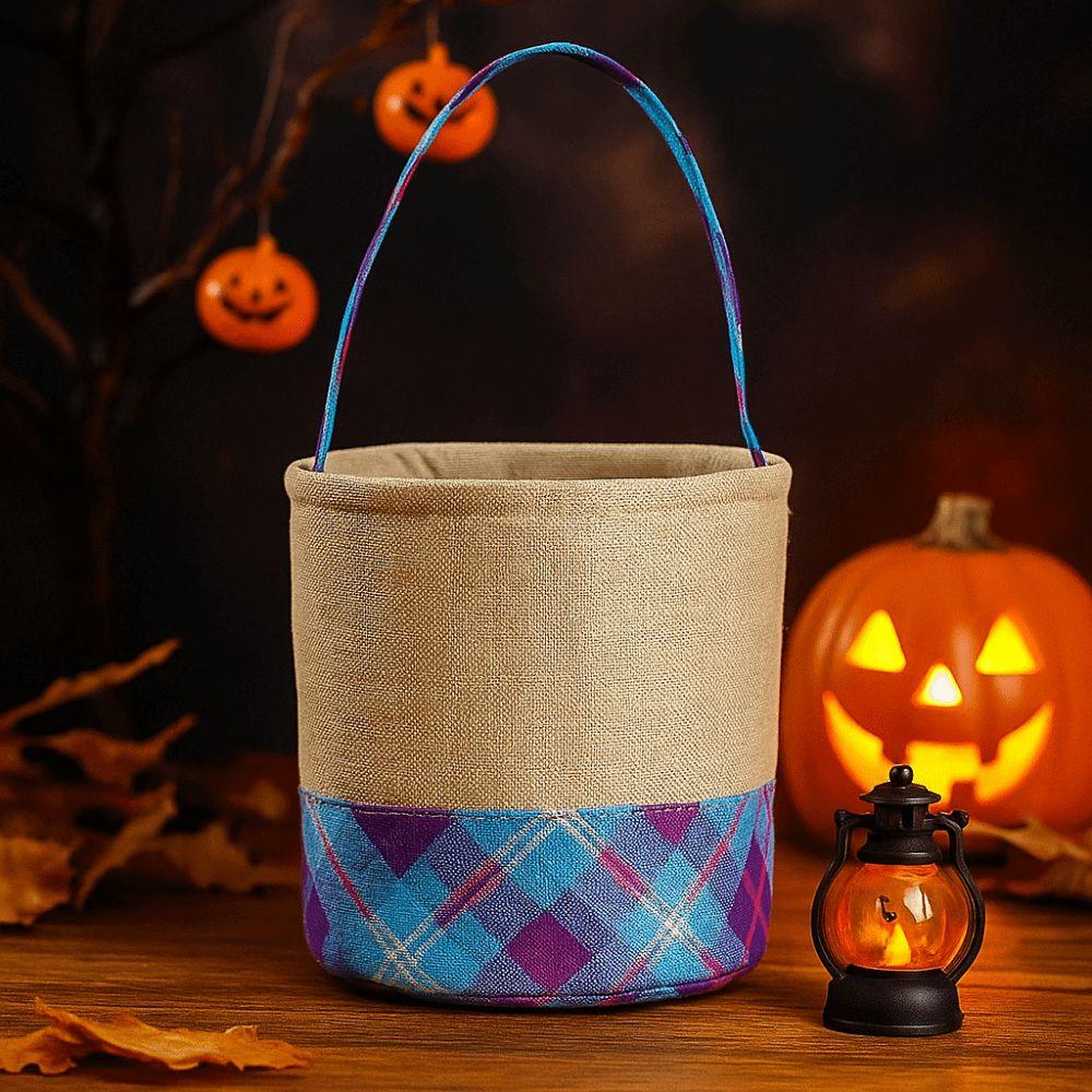 Decorative Ghost Imitation Basket Cartoon Linen Grid Basket Party Supplies