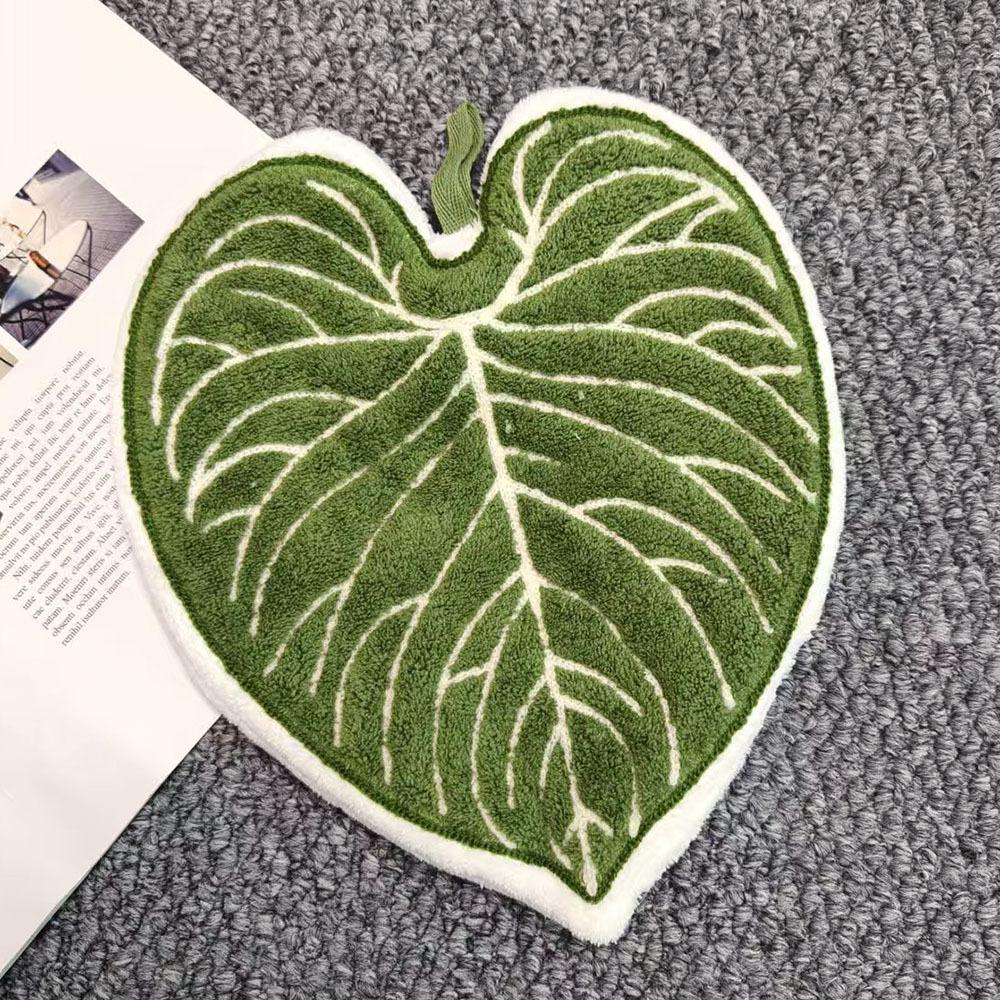 Green Plant Handkerchief Hand Towel Kitchen Towels Hanging Cleaning Towel Super Absorbent Bathroom Kitchen Accessories