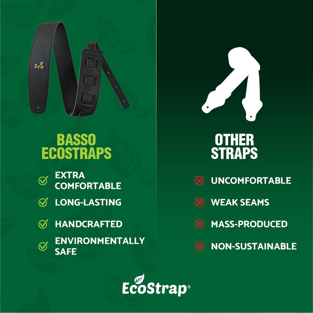 Basso Guitar Strap Black Basso GUITAR ECO STRAP VEGAN ECO 01 BLACK