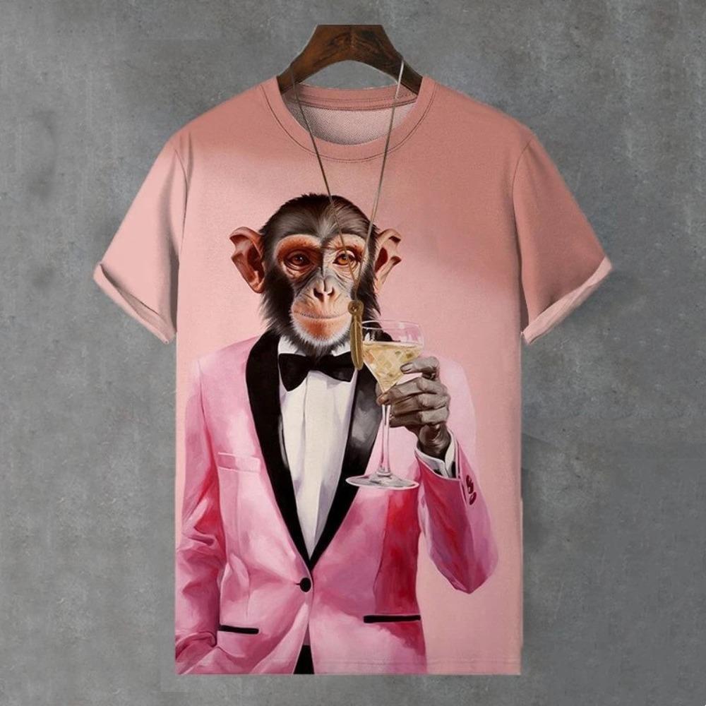 3D T-shirt Men's Cat Printed Comfortable Short Sleeved Comfortable Versatile T-shirts Fashionable