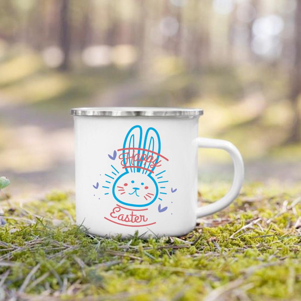 

Счастливой Пасхи Кемпинг Эмалированная Кофейная Чашка Лучшие Оригинальные и Веселые Подарки На Пасху Напиток Пива Вина Сок Кружка Эмалированная Ручка Чашка 360ml