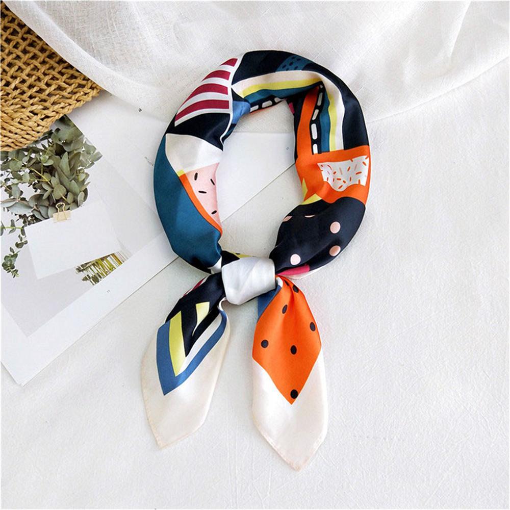 Floral Print Headkerchief Neck Scarves Women 70CM Square Headband Hijab Scarf For Ladies