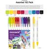 Monami Live Color Pen Set Water-Based Twin Marker, Fine & Bullet Dual Tip Marker for Coloring, Drawing