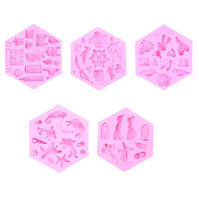 3D Verschiedene Formen Silikon Flexibel Lebensmittelqualität Form Ton Harz Keramik Süßigkeiten Fondant Süßigkeiten Schokolade Seifenform