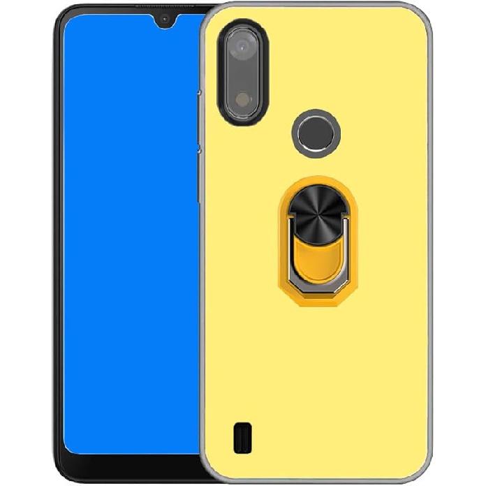 

Compatible for Gabb Phone 4 Case, Metal Ring Holder Kickstand Resilient Protective Silicone Rubber TPU Flexible Slim Thin Case Cover Compatible with жовтий