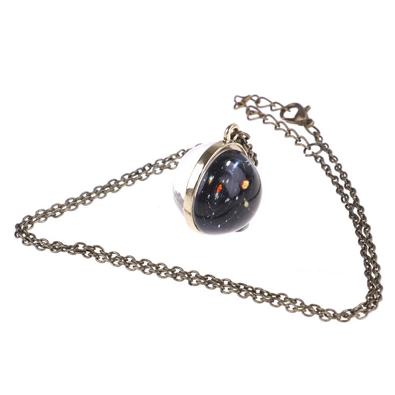 Náhrdelník se solárním systémem, přívěsek galaxie, oboustranný přívěsek, vesmírné šperky