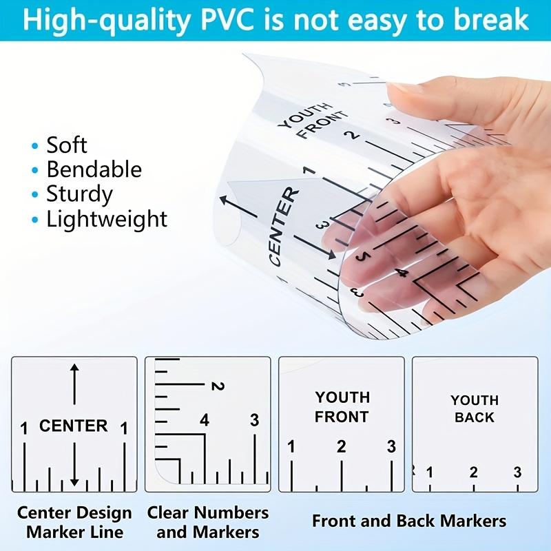 T-Shirt Ruler Guide - Tshirt Measurement Tools for Youth Adult, Round-Neck PVC Rule Rulers Designs Heat Press Accessories