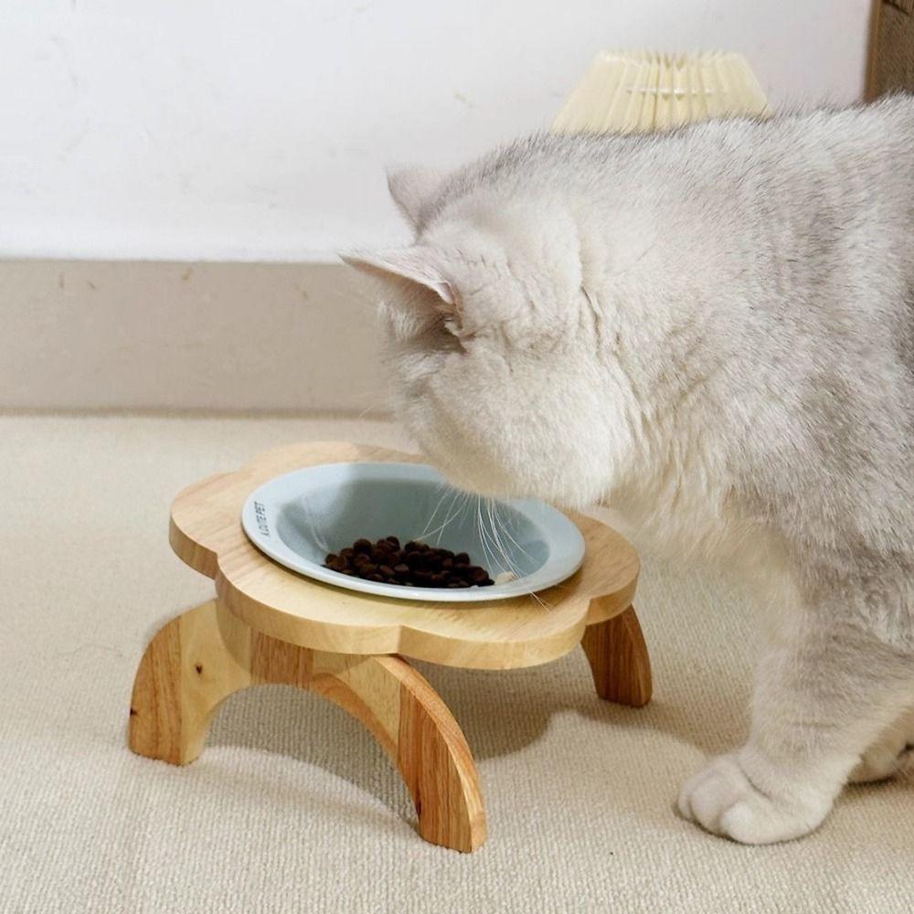 Ceramic Elevated Cat Bowl Anti-Spill Raised Cat Food Bowl Cute Dog Feeder for Cats Dogs