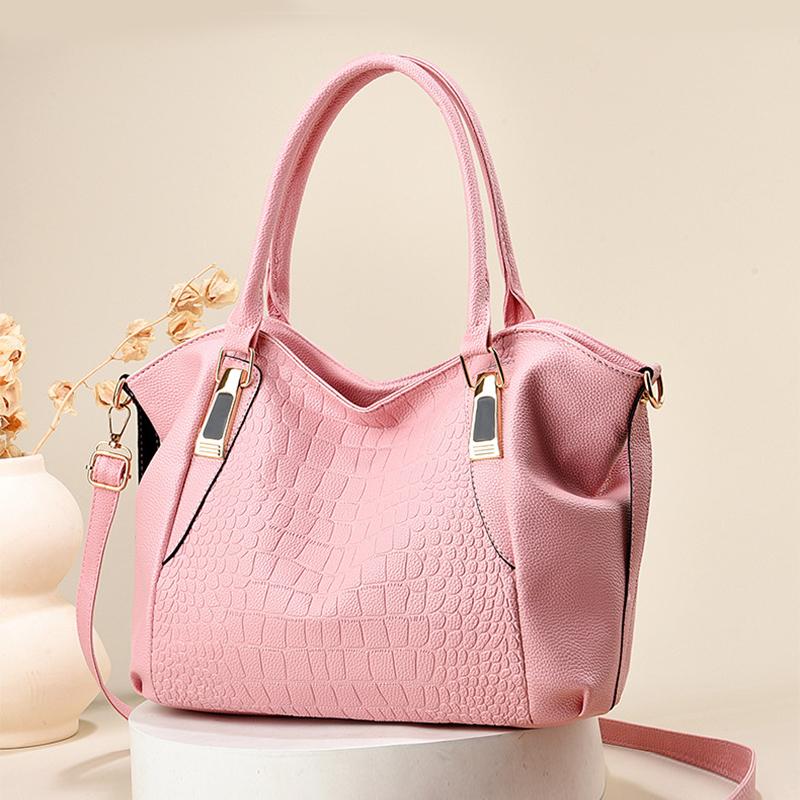 2025 Neue Damenhandtasche aus weichem Leder mit großem Fassungsvermögen im Retro-Stil, einfarbig, Krokodil-Schultertasche, temperamentvoll, Joker, Umhängetasche