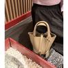 Cross-border direct supply, first-layer cowhide mini vegetable basket 14cm exquisite handbag, hand-held high-end versatile bucket bag