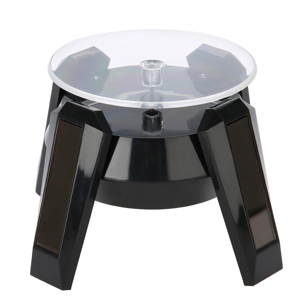 

Солнечный вращающийся на 360 градусов поворотный стол для часов, телефона, ювелирных изделий, светодиодный светильник (черный)