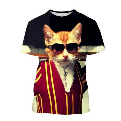 T-shirt Grafiche Divertenti Gatto Estate Uomo Moda Casual Hip Hop harajuku Magliette Stampate Personalità Girocollo Manica Corta Top