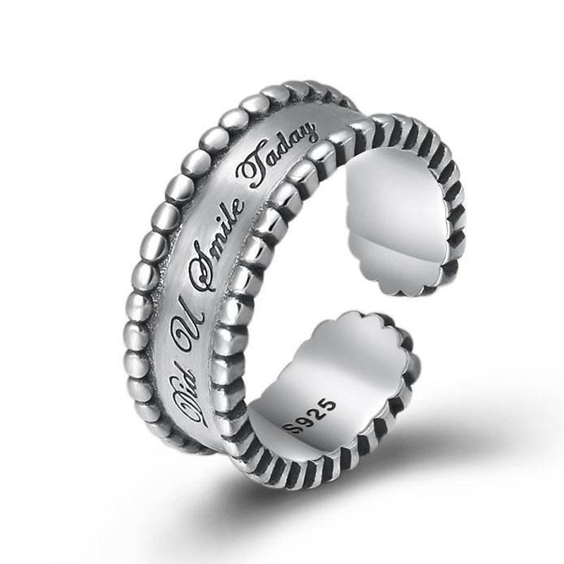 English Letter Ring Silver Color Metal Adjustable Opening Rings for Women Poker Alphabet Creative Finger Ring Men Trendy Jewelry