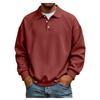 Men's Long Sleeve Sweatshirt with Button and Ribbed Trim Casual Pullover Top