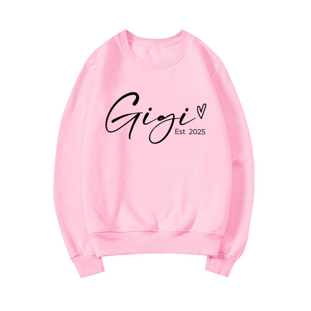 Personalized Gigi Est 2025 Sweatshirt Mothers Day Gift Grandma Sweatshirt Women Crewneck Sweatshirts Long Sleeve Graphic Hoodies