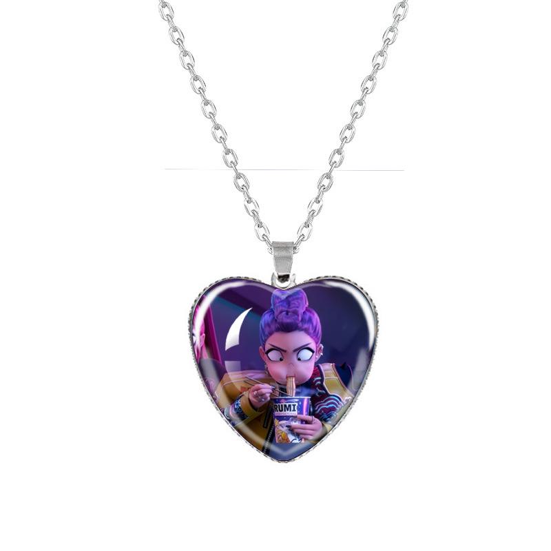 Kpop Demon Hunters Peach Heart Necklace: Anime-Inspired Jewelry for Fans