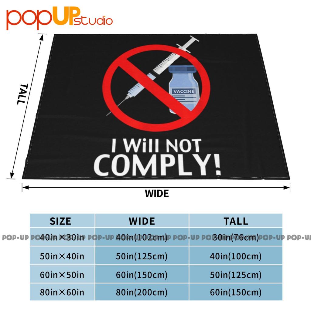 I Will Not Comply Vaccine Ultra-Soft Blanket Quilt Winter Sofa Cover Bed Covers