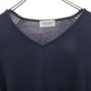 JOHN SMEDLEY Britische Wolle Langarm V-Ausschnitt Pullover L Marineblau Gestrickt Damen Gebraucht