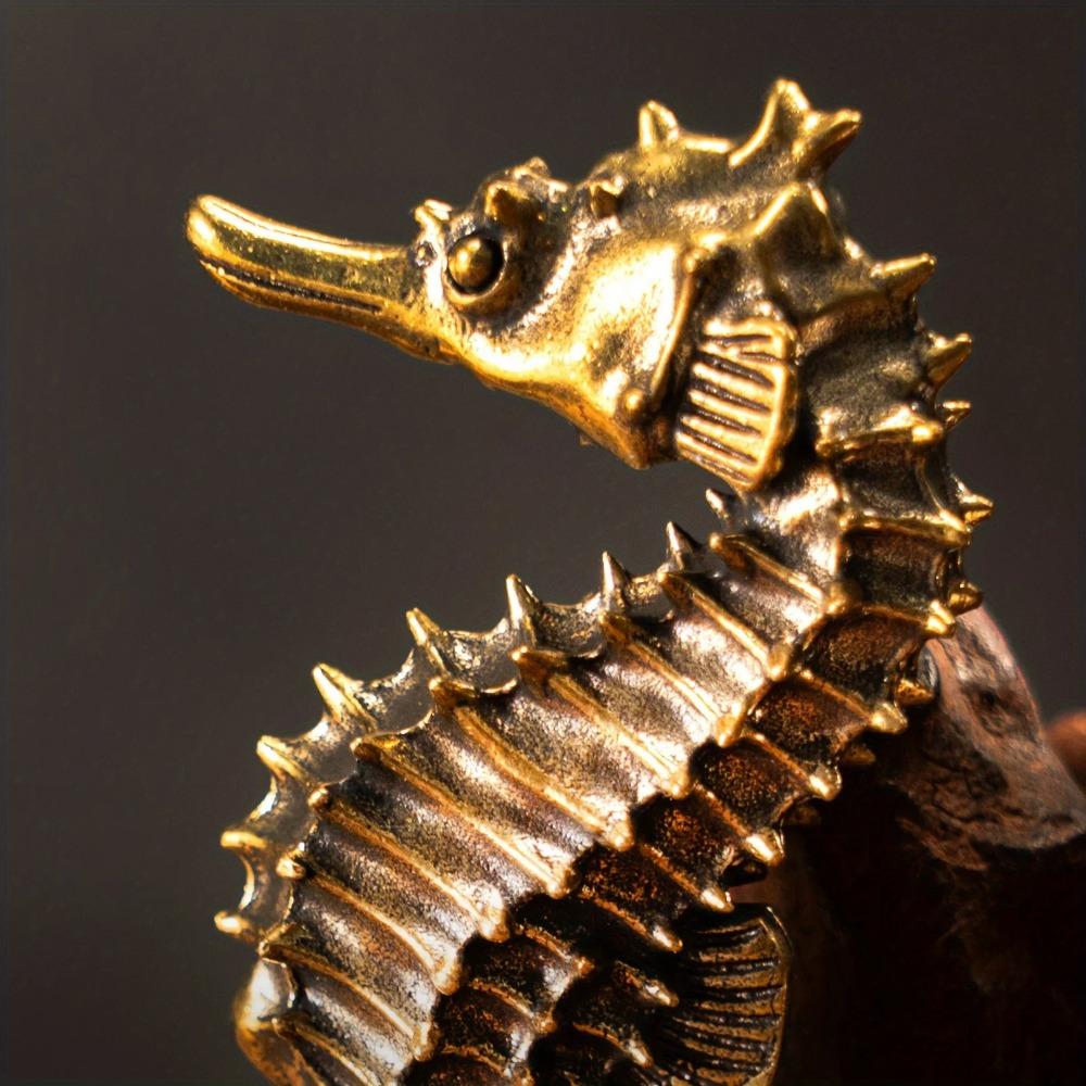 Brass Seahorse Sculpture Copper Seahorse Statue Mascot Exquisite Crafts Ornaments Office Decoration Business Gift