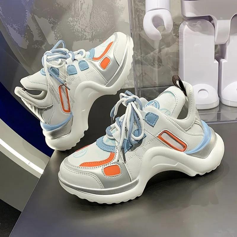 Fashion New Casual Dad Chunky Sneakers Casual Vulcanized Shoes Woman High Platform Vulcanize Sneakers Lace Up White Sneakers Women 2025