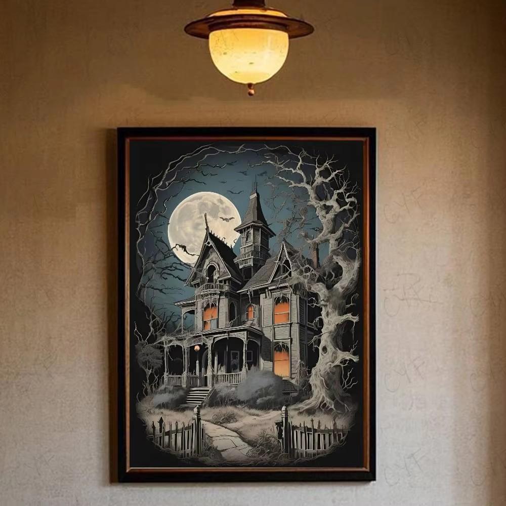 Cute Ghost Wall Art Halloween Poster Ghost Print Pumpkin Wall Art Trendy Halloween Painting Aesthetic Halloween Print Wall Decor