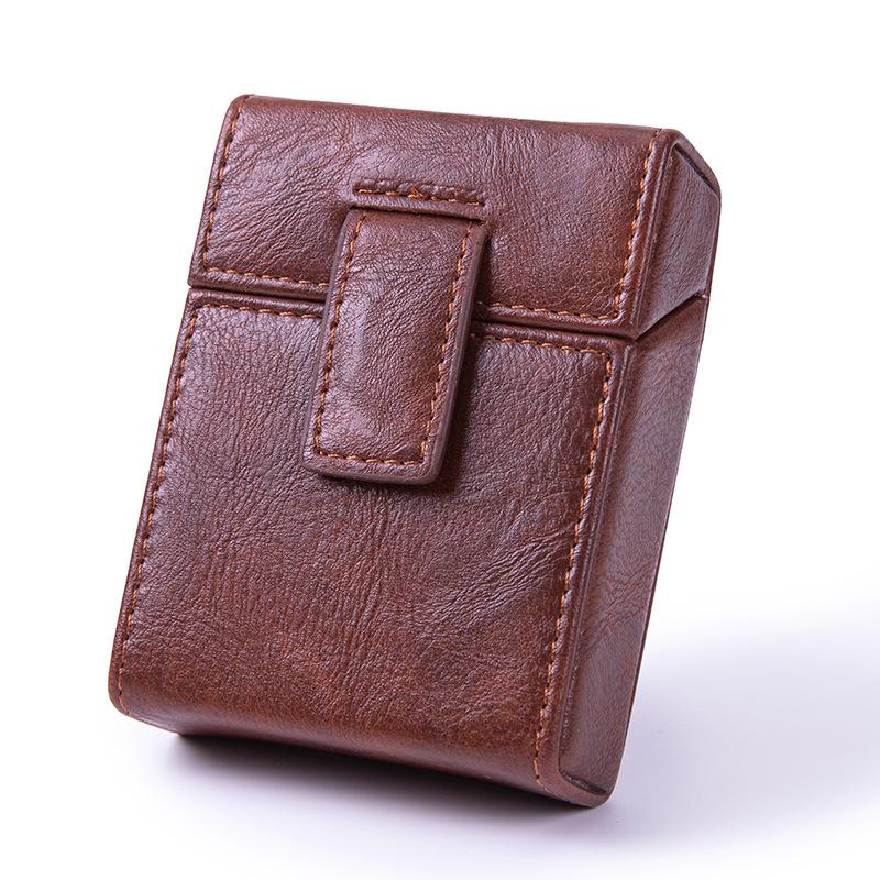 Pocket PU Leather Cigarette case Lighter Bag Flip Cover For 8mm Cigarette Box Simple Personalized Men Smoke Tools Accessories