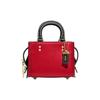 Rogue 12 Bloque de Color Cierre de Cremallera Cuero Mini Bolso de Mano Bolso de Hombro Bolso Cruzado Bolsos de Mujer Rojo Negro CC482-B4UP7