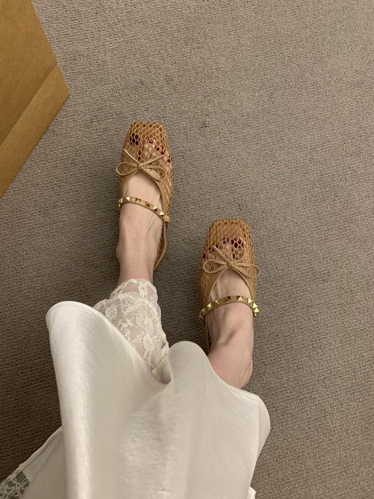 

Заклепки одним словом с полым носком полушлепанцы женские носят новые однопедальные дышащие туфли-сетки для рыбалки 40 хаки