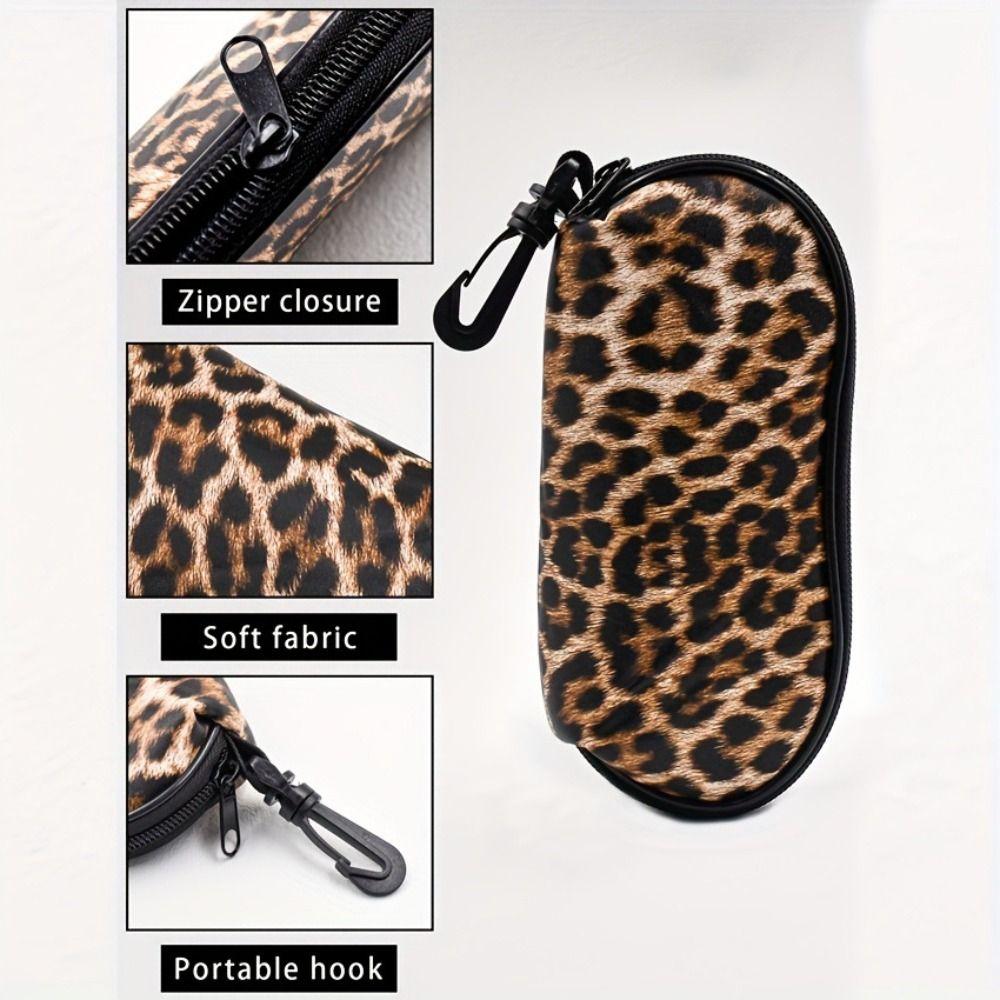 Ultra Light Leopard Glasses Case Soft Zipper Glasses Pouch Durable Eyeglasses Case  Men and Women