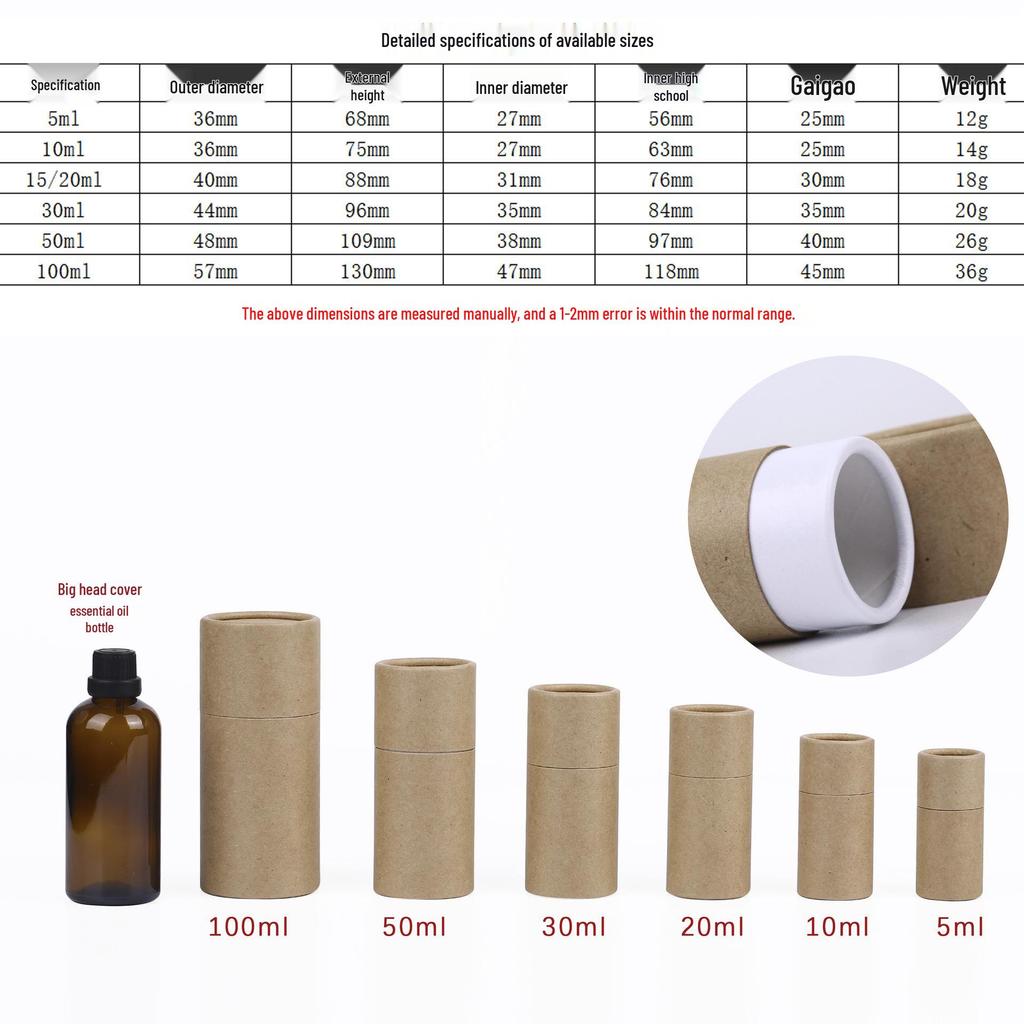 Essential Oil Bottle Paper Tube - Kraft Round Perfume and Cosmetics Gift Box