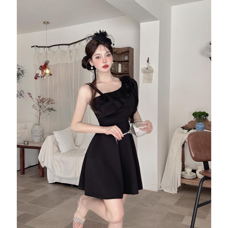 Rüschen 9727 Weiter Saum A-Linie Kurzes Kleid - Schlankmachendes Nachtclub-Outfit für weibliche Technikerinnen