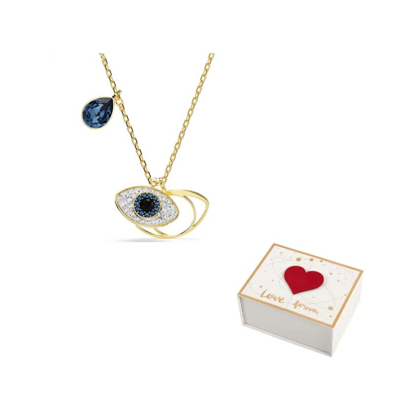 Swarovski Symbolica Devil Eye Pattern Hollow Pendant Imitation Crystal Necklace Women necklace Gold 5692178