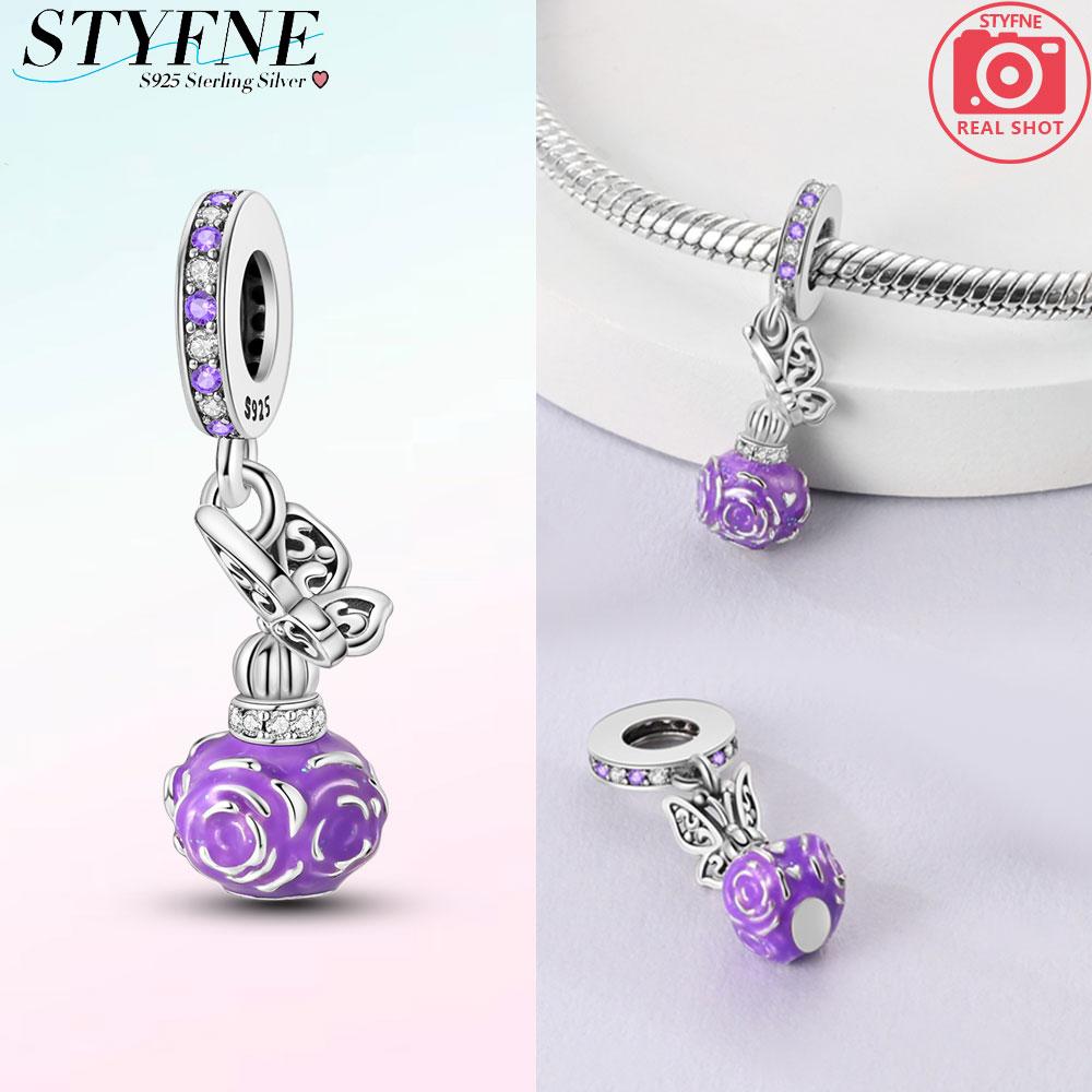 

Charms Copper Purple Flower Perfume Bottle Pendant Fit Charms Plata Original Bracelet Beads Women Jewellery Making