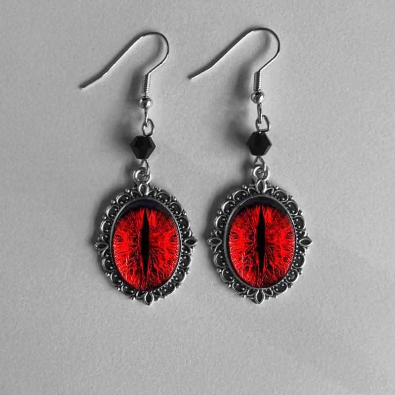 Vampire Cameo Earrings, Gothic Jewelry, Blood Drops, Pagan, Voodoo Accessories, Punk, Victorian, Demon, Goth Ear Hooks For Women