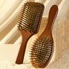 1Pcs Sandalwood Hand Carved Air Cushion Comb With Wood Teeth, Scalp Massage Brush For All Hair Types, Wooden Hair Styling