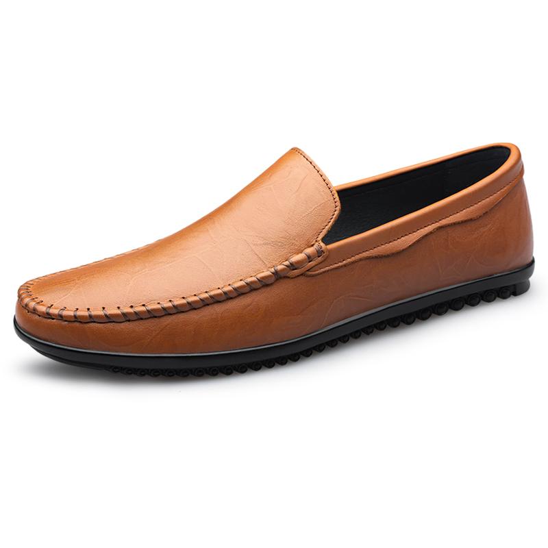 Breathable Mens Casual Shoes Genuine Leather Man Loafers Moccasins Leisure Walk Slip on Flats Outdoor Male Driving Shoes