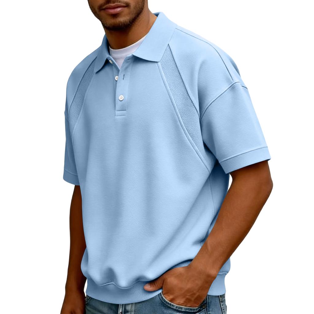 Men's  Collar Buttoned Casual Loose-fitting Pullover Short-sleeved Shirt