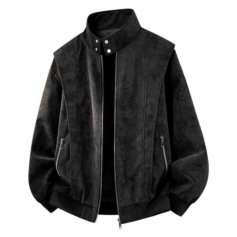 Leather Jacket Men's Autumn New PU Leather Jacket Middle-aged Men's Thin Large Size Leather Jacket Casual Leather Jacket
