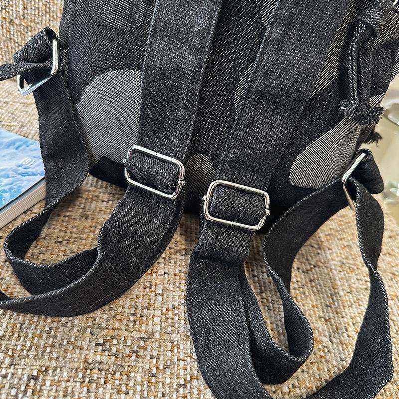 Denim Camouflage Mini Backpack Casual Fashion Women's Small Rucksack Everyday Travel Bag
