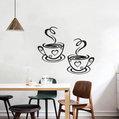 Pegatina de Pared para Taza de Café Decoración Creativa para Cocina Fondo Calcomanía de Pared Autoadhesiva Removible