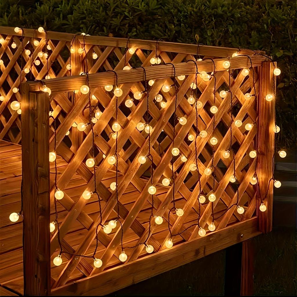 Solar Crystal Ball String Lights with 20–100 LEDs – Waterproof Outdoor Fairy Lights with 8 Modes for Garden Christmas Decoration