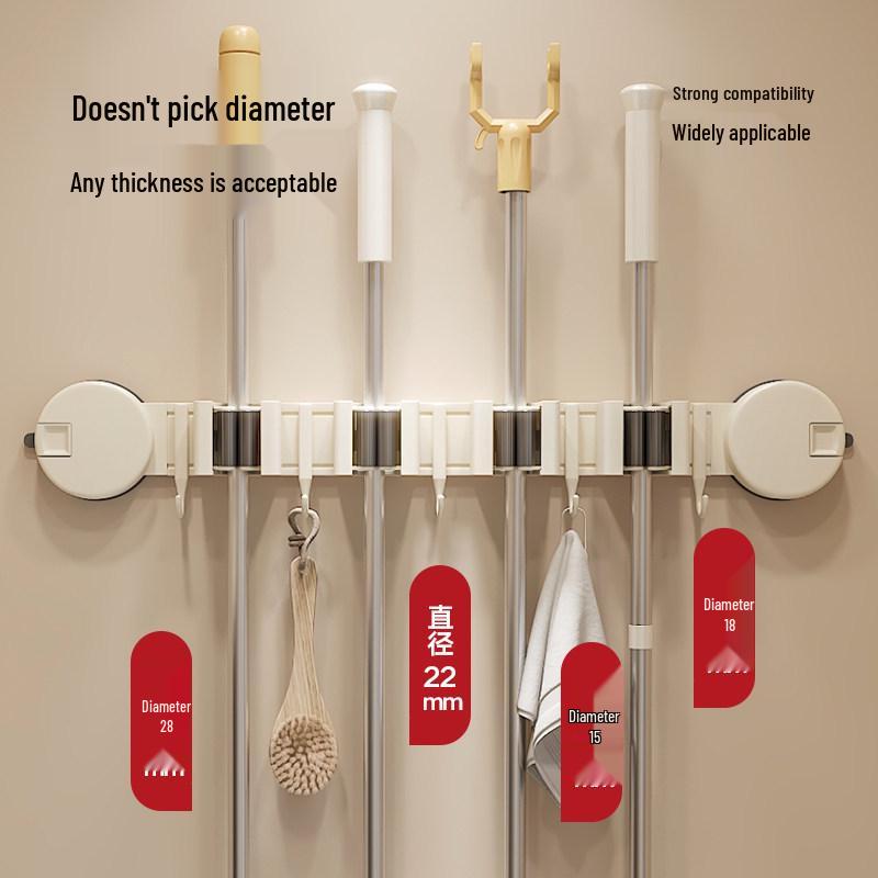 Saugbecher-Mopp- und Besenhalter - Bohrerfreie Wandmontage für die Badezimmeraufbewahrung