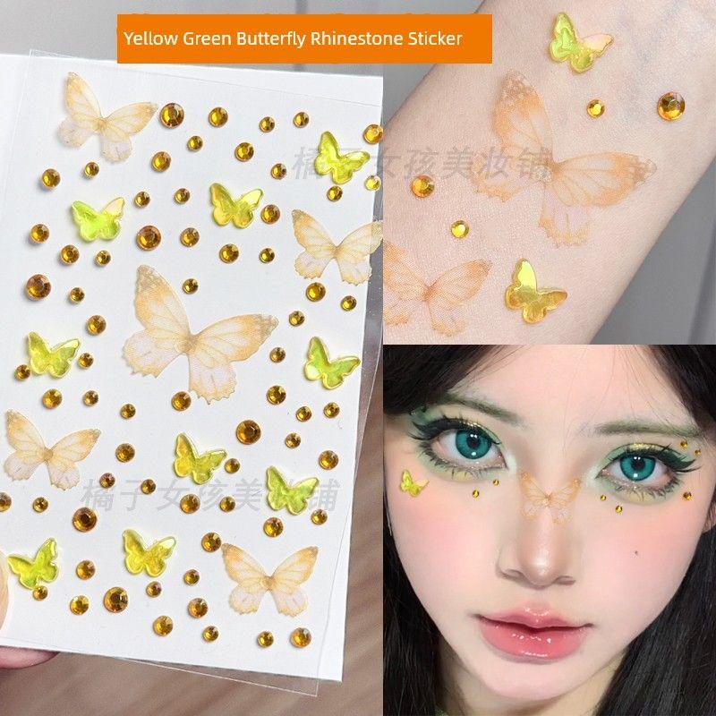 Music Festival Makeup Face Pasters Butterfly Ornament Star Moon Stick-on Crystals Concert Face Sticker Ornament Ornament Rhinestone Bright Diamond