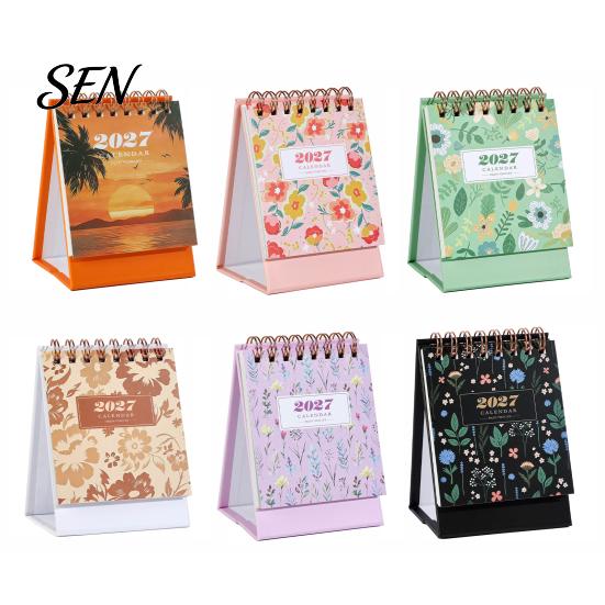Tabletop Calendar 2026-2027 Mini Desk Calendar, 18 Months July 2026 to Dec 2027 Standing Flip Floral Theme with Twin-Wire Binding Thickened