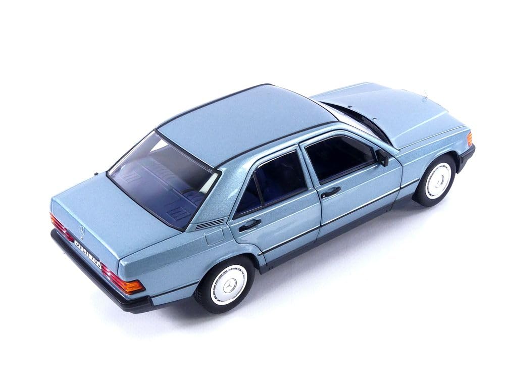 Norev Scale 190E 1984 Light Blue Metallic Diecast Model Car 1/18 Mercedes-Benz (W201) (183828)