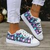 Fashion Women Canvas Shoes Fashion 3D Gradient Skull Print Casual Sneakers Breathable Comfortable Lace-up Flat Vulcanize Shoes for Women