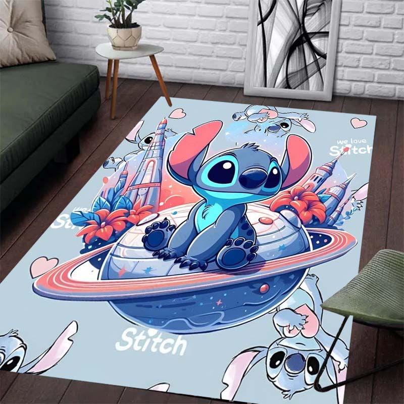 Stitch Is Holding Carpet with Floral Patterns - Non-slip Kitchen and Outdoor Carpet Home and Bedroom Decorations Birthday Gifts